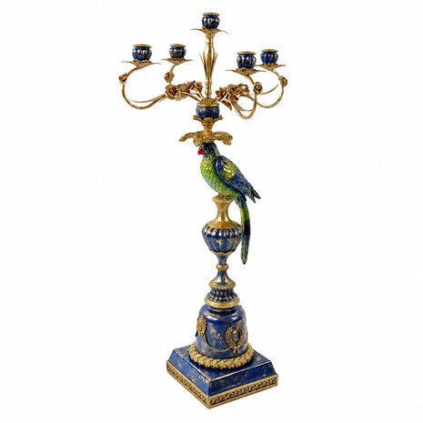 Werns - Kandelaar Ara Blauw Goud Metaal XL 33x111cm met 5-houders Werns - Kandelaar Ara Blauw Goud Metaal XL 33x111cm met 5-houders
