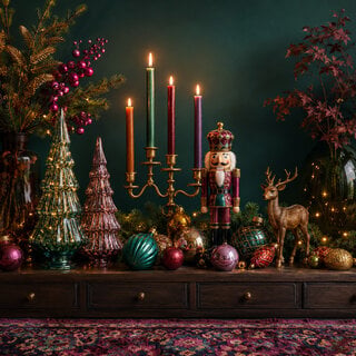 Kleurrijke kerstdecoratie, kerstornamenten en kerstballen
