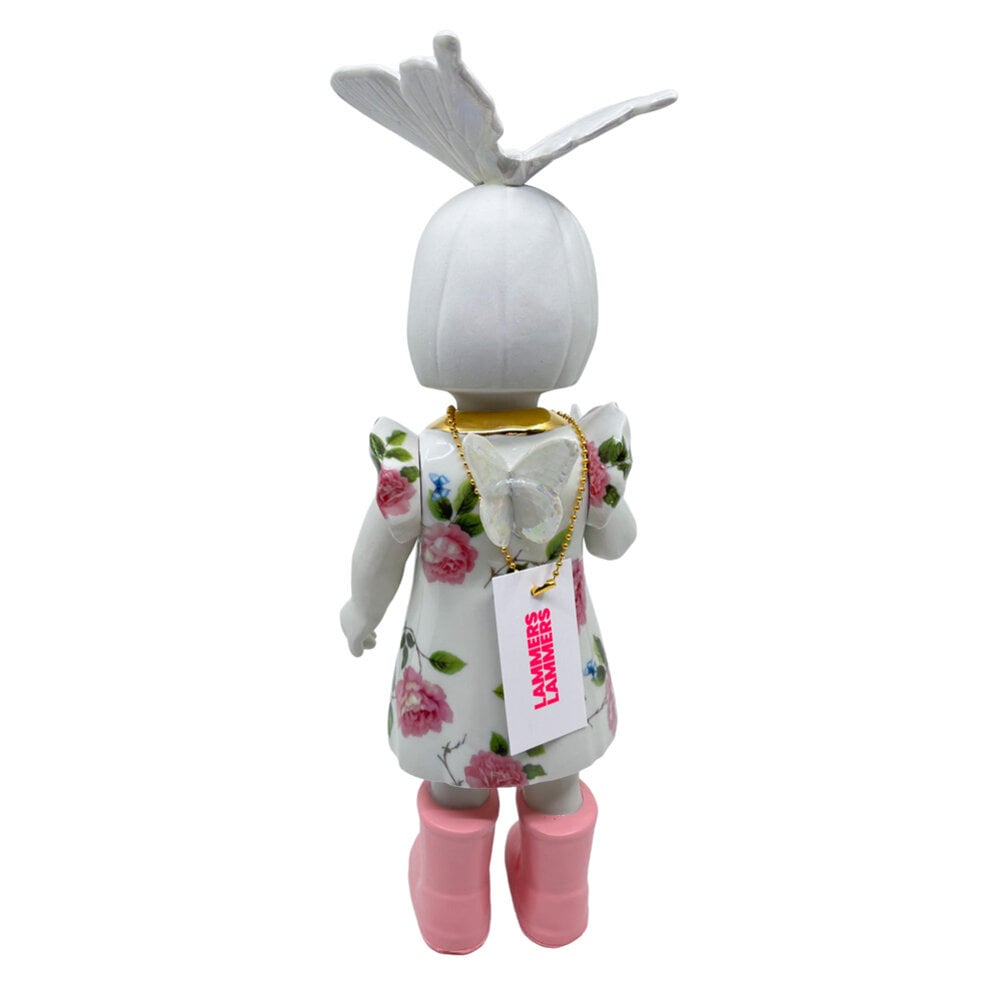 Lammers en Lammers - Beeld Femke met Vlinders en Roze Bloemen Porselein met Goudluster 14x34cm Lammers en Lammers - Beeld Femke met Vlinders en Roze Bloemen Porselein met Goudluster 14x34cm