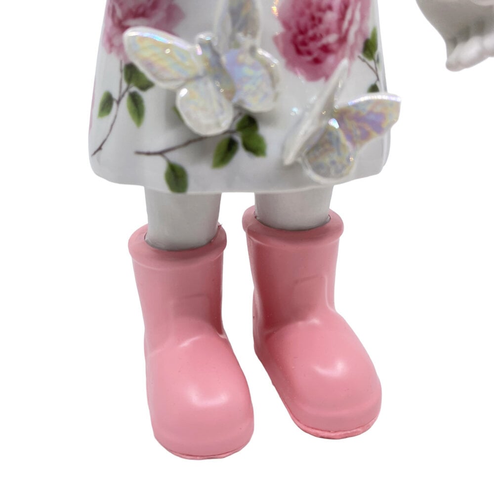 Lammers en Lammers - Beeld Femke met Vlinders en Roze Bloemen Porselein met Goudluster 14x34cm Lammers en Lammers - Beeld Femke met Vlinders en Roze Bloemen Porselein met Goudluster 14x34cm