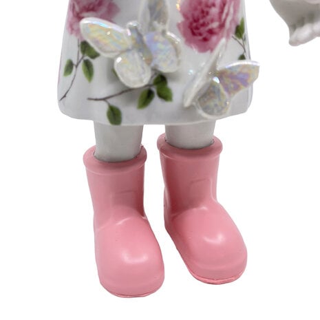 Lammers en Lammers - Beeld Femke met Vlinders en Roze Bloemen Porselein met Goudluster 14x34cm Lammers en Lammers - Beeld Femke met Vlinders en Roze Bloemen Porselein met Goudluster 14x34cm