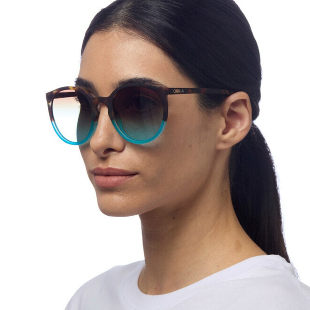 Okkia - Zonnebril BERLINO Round Havana Blue met Blauw Gradient Glazen OK045-HB Okkia - Zonnebril BERLINO Round Havana Blue met Blauw Gradient Glazen OK045-HB