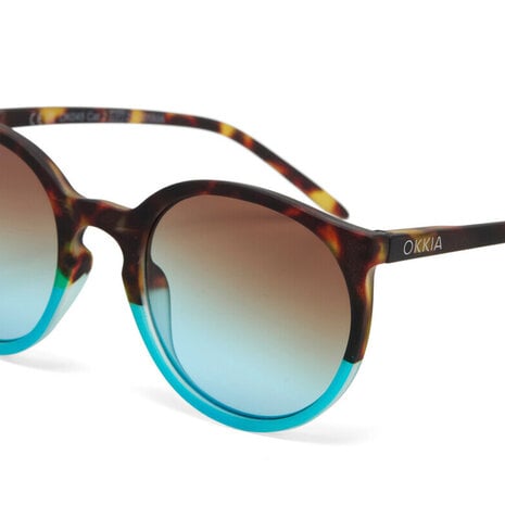 Okkia - Zonnebril BERLINO Round Havana Blue met Blauw Gradient Glazen OK045-HB Okkia - Zonnebril BERLINO Round Havana Blue met Blauw Gradient Glazen OK045-HB