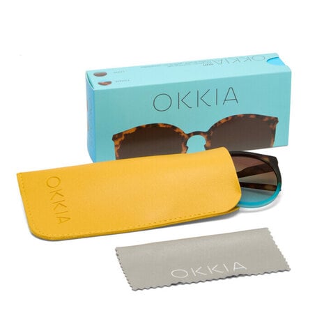 Okkia - Zonnebril BERLINO Round Havana Blue met Blauw Gradient Glazen OK045-HB Okkia - Zonnebril BERLINO Round Havana Blue met Blauw Gradient Glazen OK045-HB