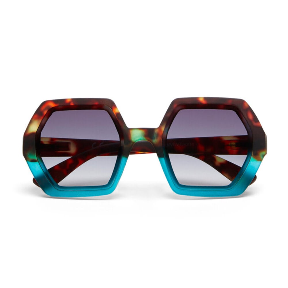 Okkia - Zonnebril EMMA Hexagon Havana Blue met Blauw Gradient Glazen OK015-HB Okkia - Zonnebril EMMA Hexagon Havana Blue met Blauw Gradient Glazen OK015-HB