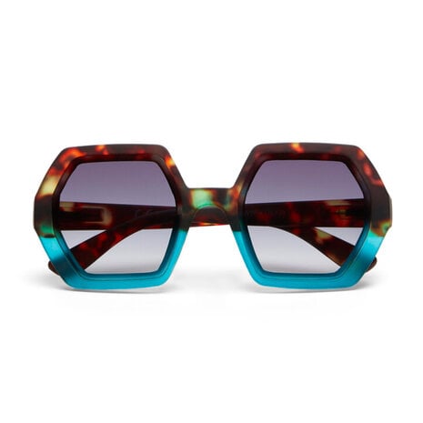 Okkia - Zonnebril EMMA Hexagon Havana Blue met Blauw Gradient Glazen OK015-HB Okkia - Zonnebril EMMA Hexagon Havana Blue met Blauw Gradient Glazen OK015-HB