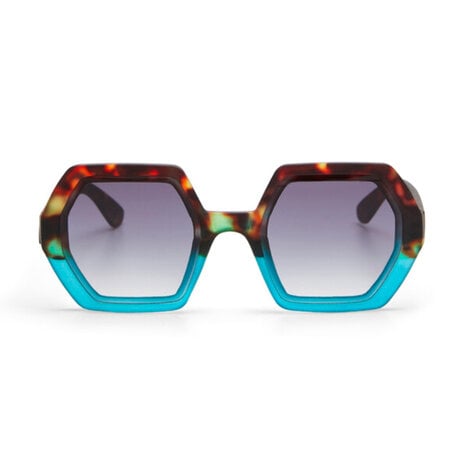 Okkia - Zonnebril EMMA Hexagon Havana Blue met Blauw Gradient Glazen OK015-HB Okkia - Zonnebril EMMA Hexagon Havana Blue met Blauw Gradient Glazen OK015-HB