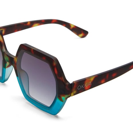 Okkia - Zonnebril EMMA Hexagon Havana Blue met Blauw Gradient Glazen OK015-HB Okkia - Zonnebril EMMA Hexagon Havana Blue met Blauw Gradient Glazen OK015-HB