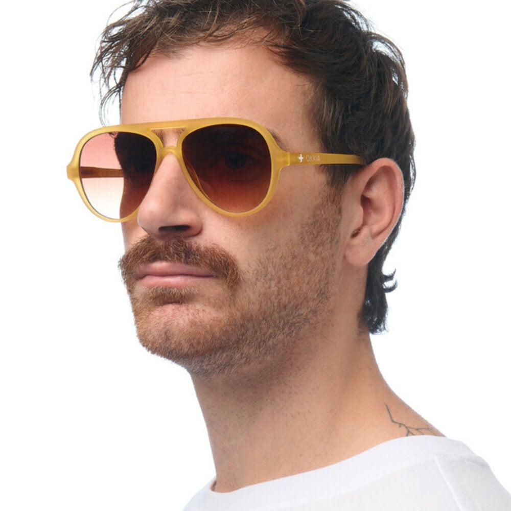 Okkia - Okkia Zonnebril ALESSIO Aviator Transparant Geel met Bruin Gradient Glazen OK021-TYE Okkia - Okkia Zonnebril ALESSIO Aviator Transparant Geel met Bruin Gradient Glazen OK021-TYE