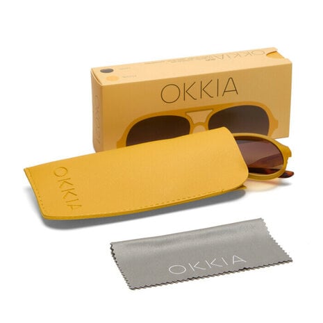 Okkia - Okkia Zonnebril ALESSIO Aviator Transparant Geel met Bruin Gradient Glazen OK021-TYE Okkia - Okkia Zonnebril ALESSIO Aviator Transparant Geel met Bruin Gradient Glazen OK021-TYE