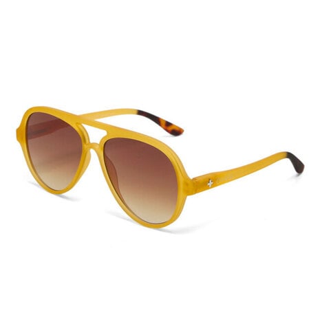 Okkia - Okkia Zonnebril ALESSIO Aviator Transparant Geel met Bruin Gradient Glazen OK021-TYE Okkia - Okkia Zonnebril ALESSIO Aviator Transparant Geel met Bruin Gradient Glazen OK021-TYE