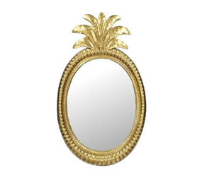 Melting Pot - Spiegel Ovaal Ananas Goud Metaal 27x49cm met standaard Melting Pot - Spiegel Ovaal Ananas Goud Metaal 27x49cm met standaard