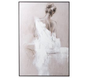 Melting Pot - Schilderij Vrouw in Beige Wit Acryl op Canvas 102x152cm ingelijst Melting Pot - Schilderij Vrouw in Beige Wit Acryl op Canvas 102x152cm ingelijst