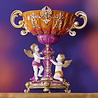 Werns - Decoratieve Schaal met Engeltjes Fuchsia Oranje Goud Polyresin 35x37cm