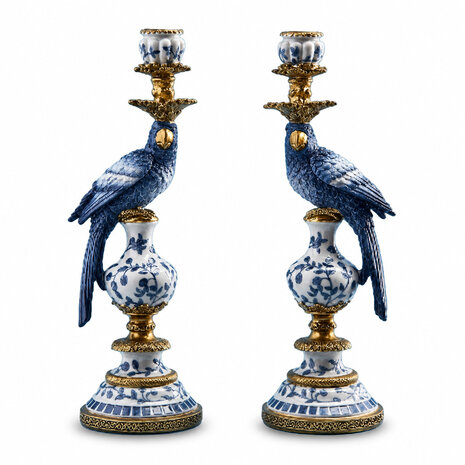 Werns - Kandelaar Papegaai Blauw 14×40cm – Links / Rechts
