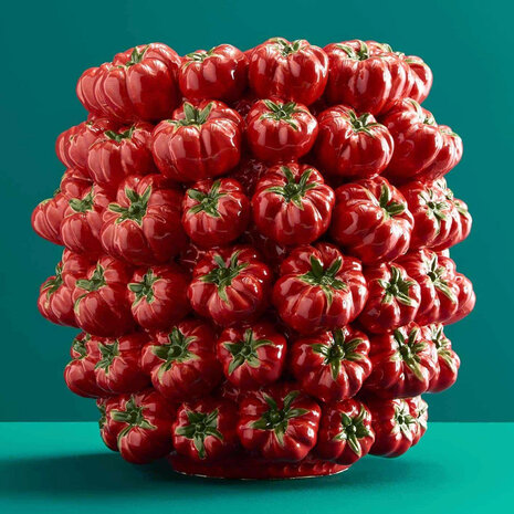 Werns - Vaas Tomaten Rood Groen Keramiek 34x33cm handgemaakt