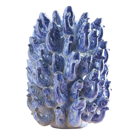 Werns - Vaas Vissen Blauw Keramiek 24x32cm - Handgemaakt