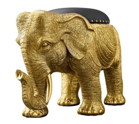 Werns - Stoel & Kruk Olifant Zwart Goud Resin 79x50x39cm