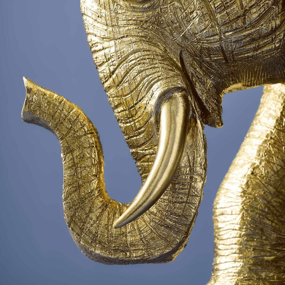 Werns - Stoel & Kruk Olifant Zwart Goud Polyresin 79x50x39cm - Design Zitmeubel