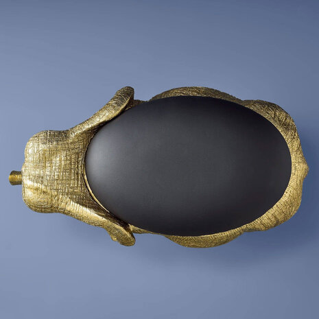 Werns - Stoel & Kruk Olifant Zwart Goud Polyresin 79x50x39cm - Design Zitmeubel
