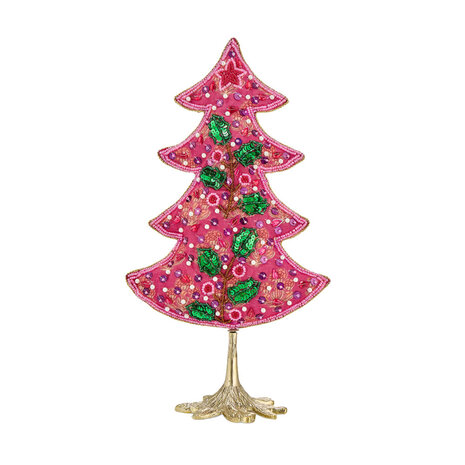 Doing Goods - Kerstboompje Whimsy Roze Multicolor Messing 15x9,5x30cm Doing Goods - Kerstboompje Whimsy Roze Multicolor Messing 15x9,5x30cm