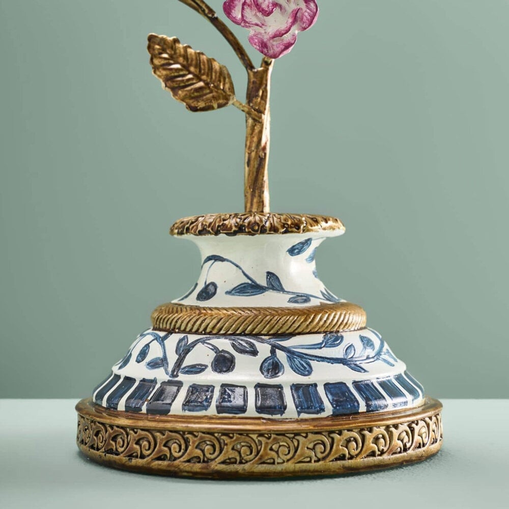 Werns - Kandelaar Vlinders Blauw-Jade-Roze Goud 35x39cm 3-Armen