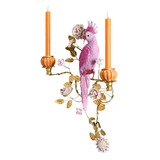 Werns - Wand Kandelaar Papegaai Fuchsia Goud 41x55cm 2 houders Werns - Wand Kandelaar Papegaai Fuchsia Goud 41x55cm 2 houders