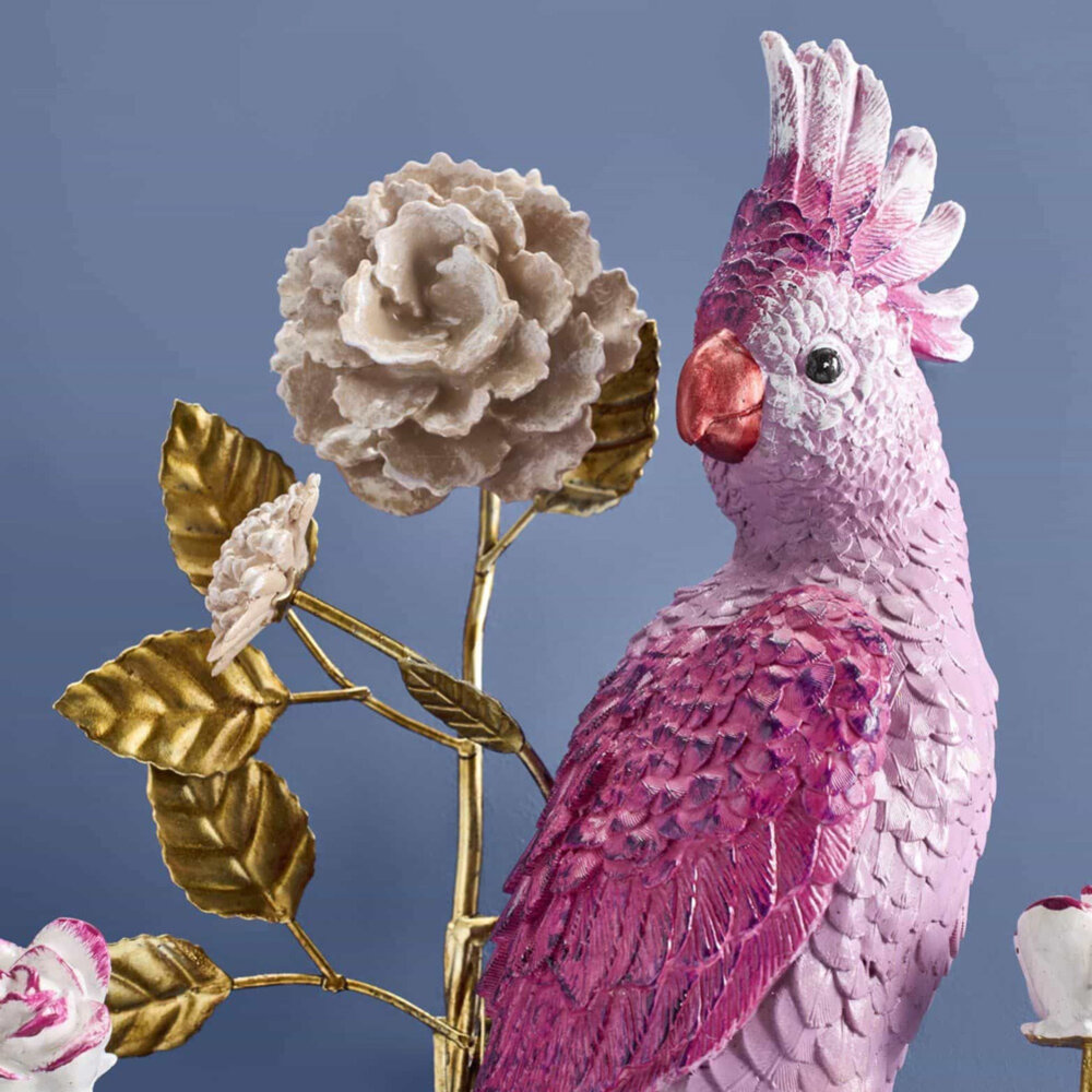 Werns - Wandkandelaar Papegaai Fuchsia Oranje Goud Metaal 41x55x12cm 2 Houders Werns - Wandkandelaar Papegaai Fuchsia Oranje Goud Metaal 41x55x12cm 2 Houders