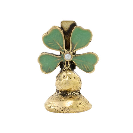 Doing Goods - Kaart & Foto Houder Lucky Clover Groen Gerecycled Messing 4x2,5x2cm