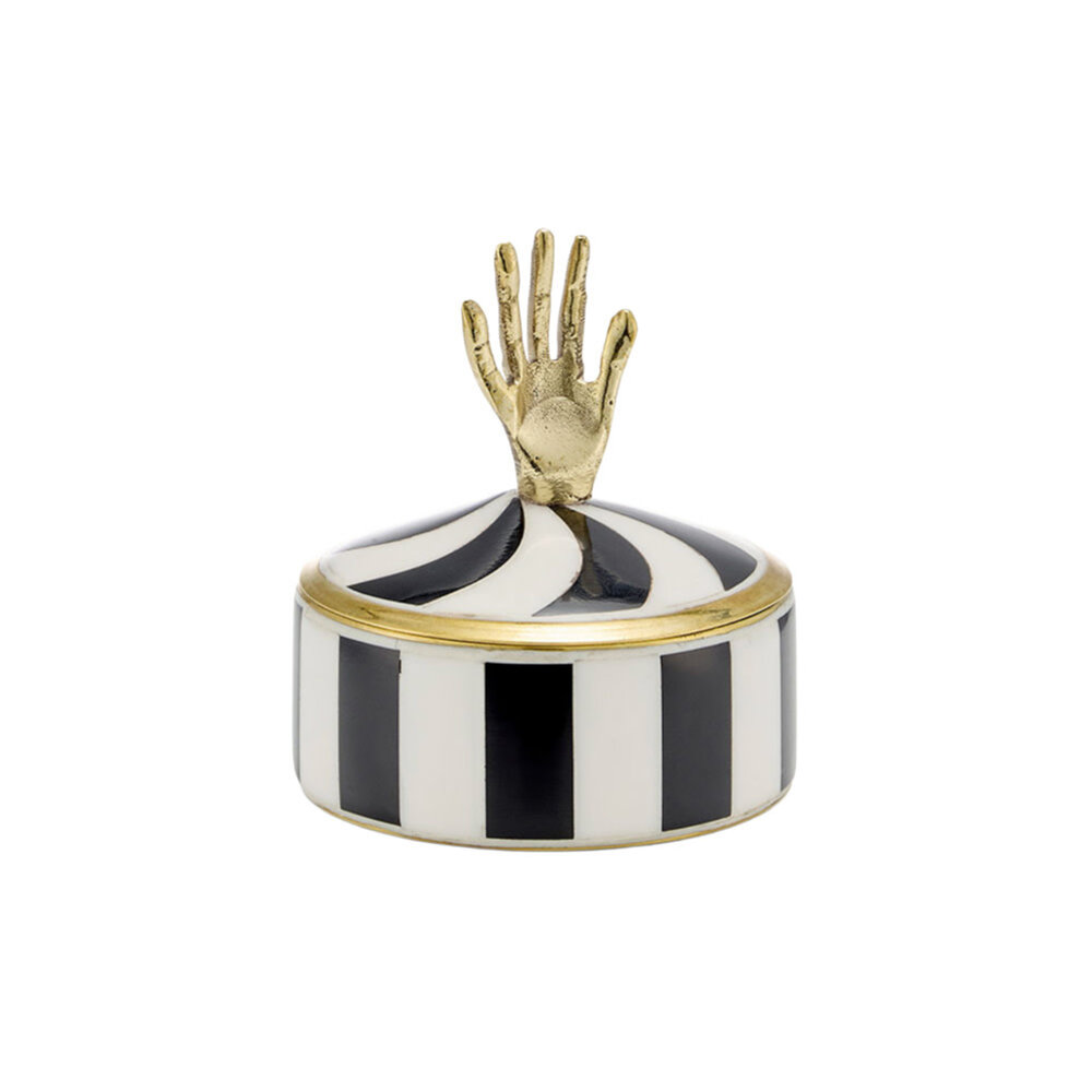 Doing Goods - Sieraden Doosje Jana Hand Circus Zwart-Wit Messing & Resin 7x8cm Doing Goods - Sieraden Doosje Jana Hand Circus Zwart-Wit Messing & Resin 7x8cm