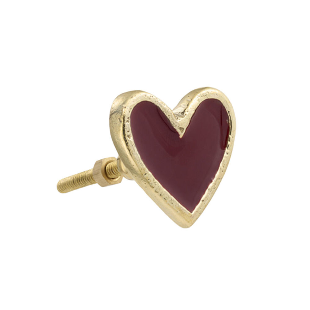 Doing Goods - Ladeknop Pyar Heart Red Messing 6x6cm