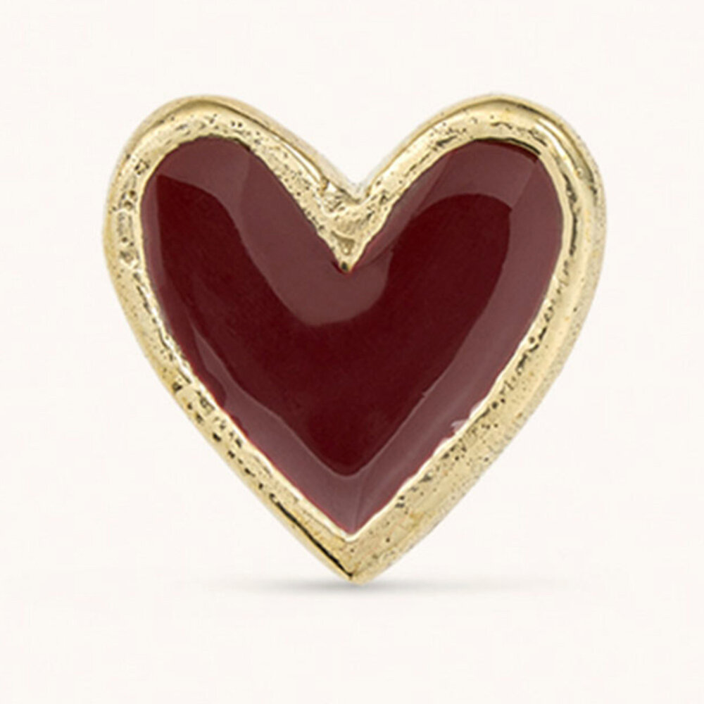 Doing Goods - Ladeknop Pyar Heart Red Messing 6x6cm