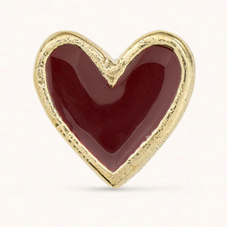 Doing Goods - Ladeknop Pyar Heart Red Messing 6x6cm