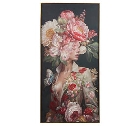 Melting Pot - Schilderij Lady Butterfly Canvas 70x140cm Brons Lijst Melting Pot - Schilderij Lady Butterfly Canvas 70x140cm Brons Lijst