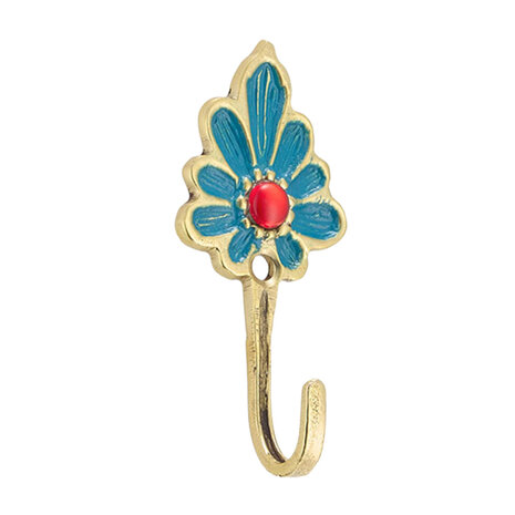 Doing Goods - Wandhaak Sadie Turquoise-Rood Messing 4x9cm Doing Goods - Wandhaak Sadie Turquoise-Rood Messing 4x9cm