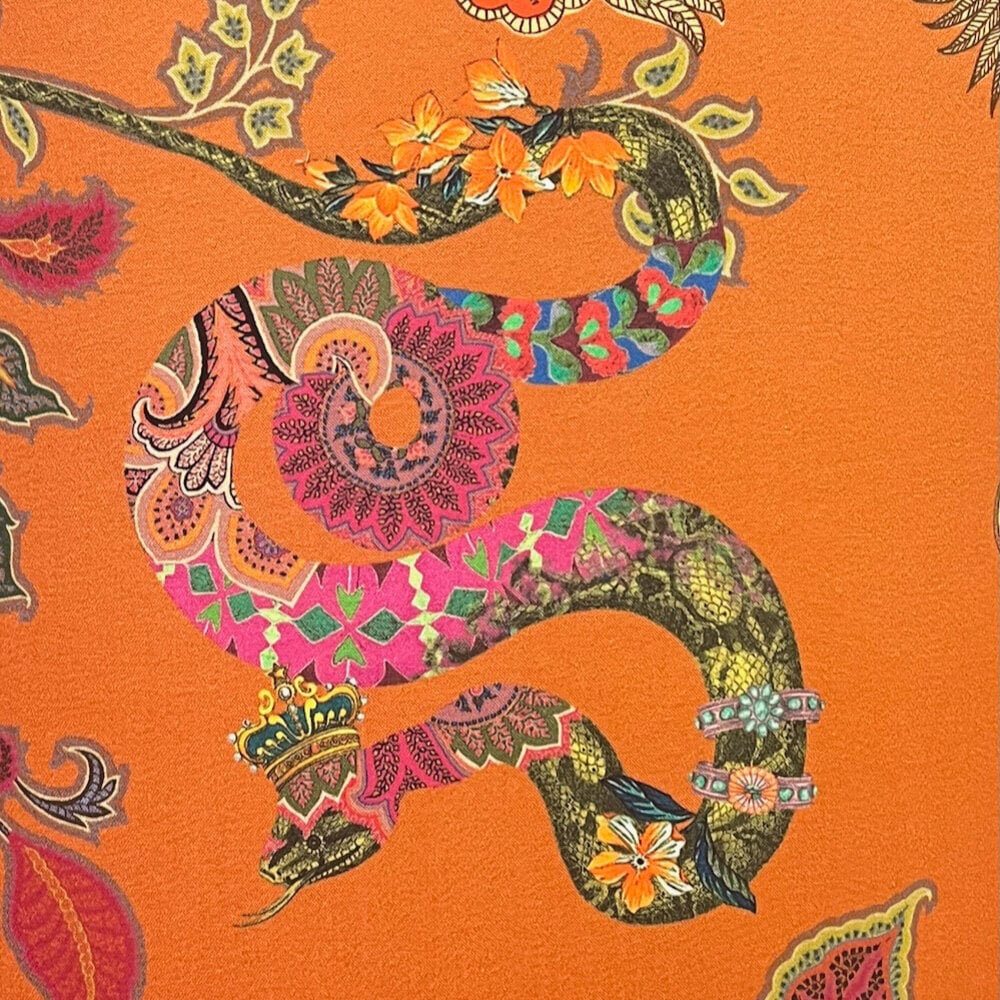 Melting Pot - Lampenkap Etro Oranje Multicolor met Gouden Binnenzijde 40x30cm