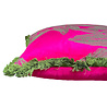 Colmore - Sierkussen Leaves Fuchsia Groen Fluweel 50x50cm Geborduurd met Franjes