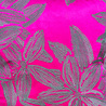 Colmore - Sierkussen Leaves Fuchsia Groen Fluweel 50x50cm Geborduurd met Franjes