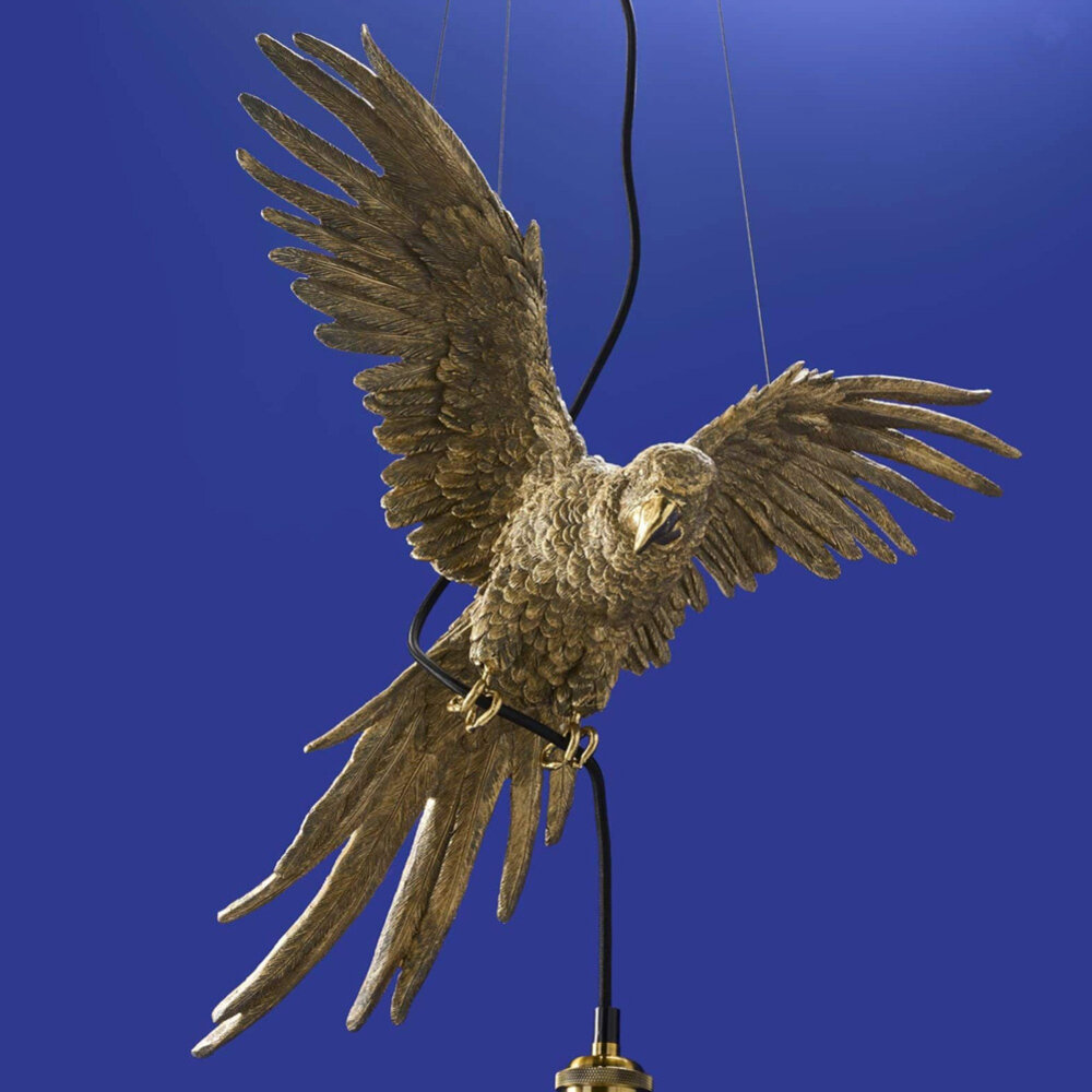 Melting Pot - Hanglamp Papegaai Percy Goud– Design Dierenlamp 50x57x25cm Melting Pot - Hanglamp Papegaai Percy Goud– Design Dierenlamp 50x57x25cm