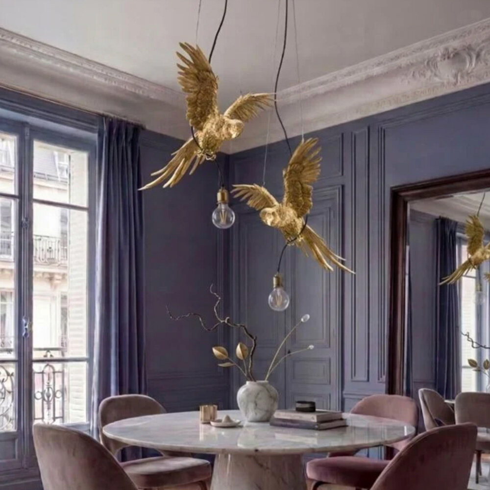 Melting Pot - Hanglamp Papegaai Percy Goud– Design Dierenlamp 50x57x25cm Melting Pot - Hanglamp Papegaai Percy Goud– Design Dierenlamp 50x57x25cm