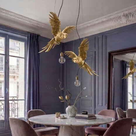 Melting Pot - Hanglamp Papegaai Percy Goud– Design Dierenlamp 50x57x25cm Melting Pot - Hanglamp Papegaai Percy Goud– Design Dierenlamp 50x57x25cm