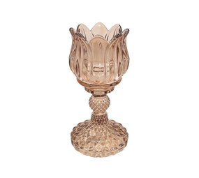 Melting Pot - Waxinehouder Tulp Lichtbruin Glas 8x15cm Melting Pot - Waxinehouder Tulp Lichtbruin Glas 8x15cm