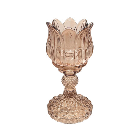Melting Pot - Waxinehouder Tulp Lichtbruin Glas 8x15cm Melting Pot - Waxinehouder Tulp Lichtbruin Glas 8x15cm