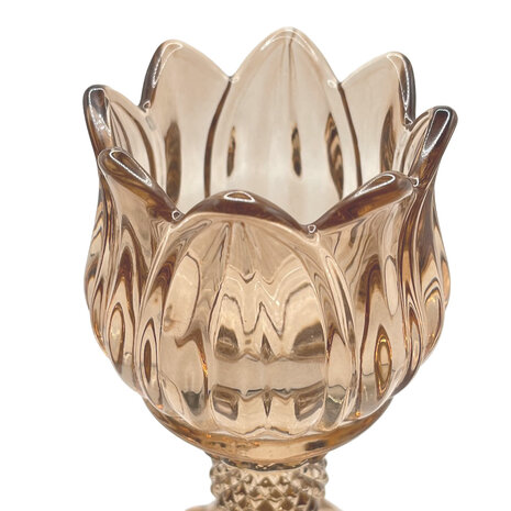 Melting Pot - Waxinehouder Tulp Lichtbruin Glas 8x15cm Melting Pot - Waxinehouder Tulp Lichtbruin Glas 8x15cm