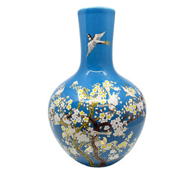 Melting Pot - Vaas Chinees Vogels Bloesem Blauw Porselein 31x45cm Melting Pot - Vaas Chinees Vogels Bloesem Blauw Porselein 31x45cm