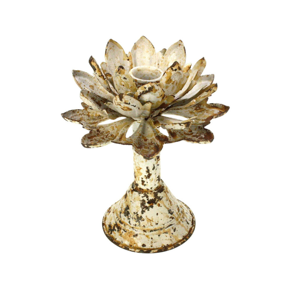Melting Pot - Kandelaar Artisjok Creme Vintage Metaal 15x17cm