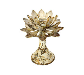 Melting Pot - Kandelaar Artisjok Creme Vintage Metaal 15x17cm