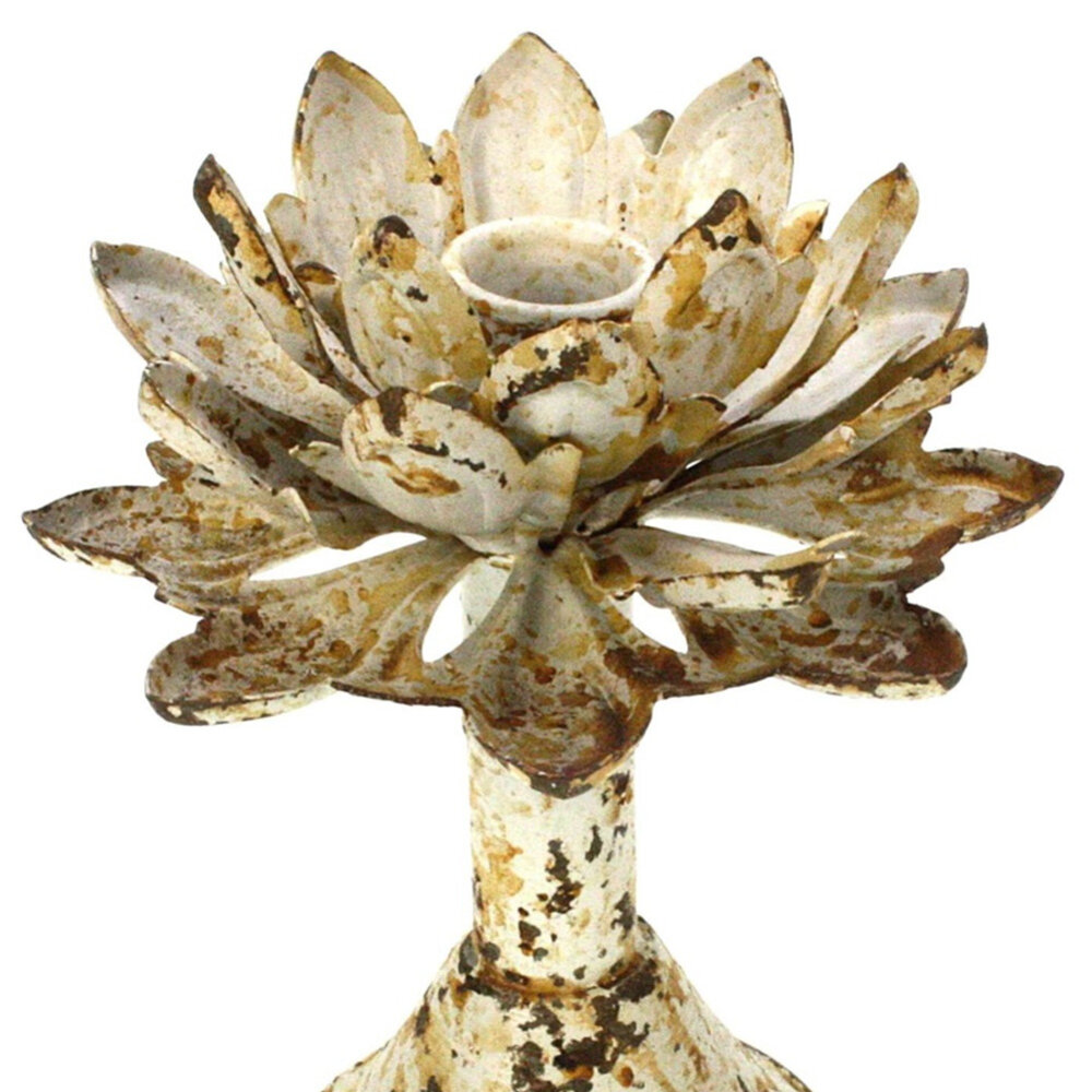Melting Pot - Kandelaar Artisjok Creme Vintage Metaal 15x17cm