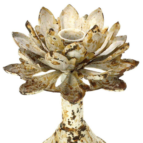 Melting Pot - Kandelaar Artisjok Creme Vintage Metaal 15x17cm