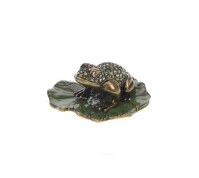 Melting Pot - Sieradendoosje Kikker op Waterlelie Strass Metaal 5x3cm Melting Pot - Sieradendoosje Kikker op Waterlelie Strass Metaal 5x3cm